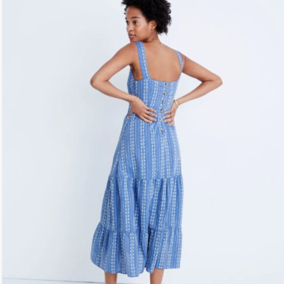 Madewell Embroidered Button-Back Tiered Sundress - Picture 2 of 9